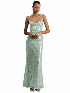 Sequin Cowl Neck Maxi Dress in Mint Green